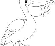 Coloriage P&eacute;lican unicolore tenant un poisson dans son bec