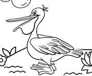 Coloriage Vue de profil d'un mignon p&eacute;lican