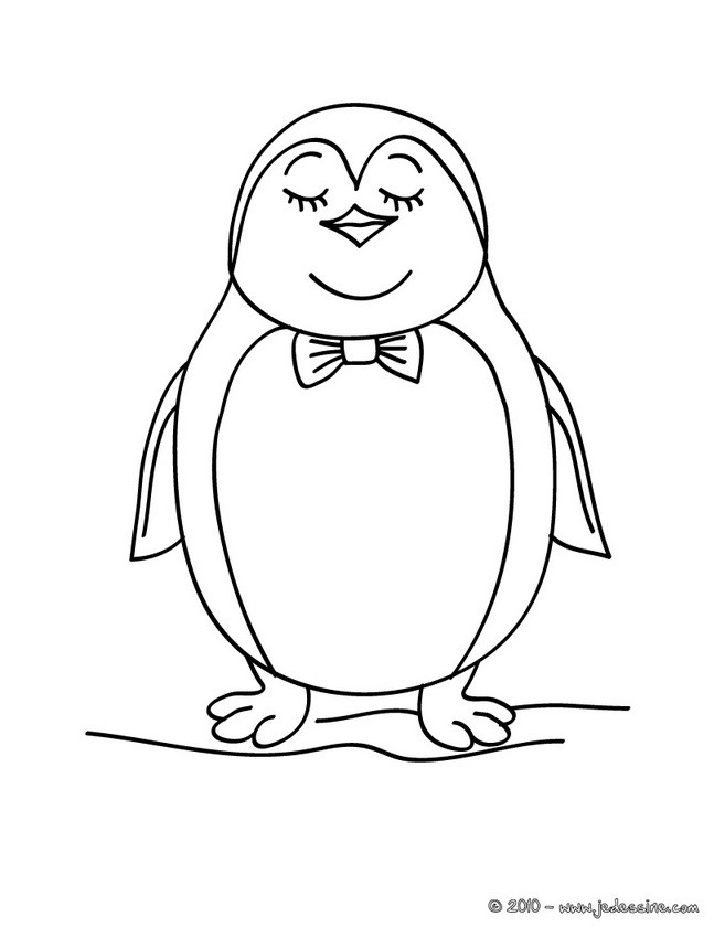 Coloriage et dessins gratuits Pingouin avec noeud à imprimer