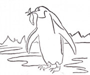 Coloriage Pingouin pêche