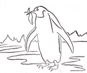 Coloriage Pingouin pêche