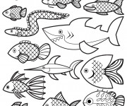 Coloriage Les Poisson vecteur