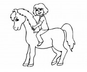 Coloriage Petite fille et Poney