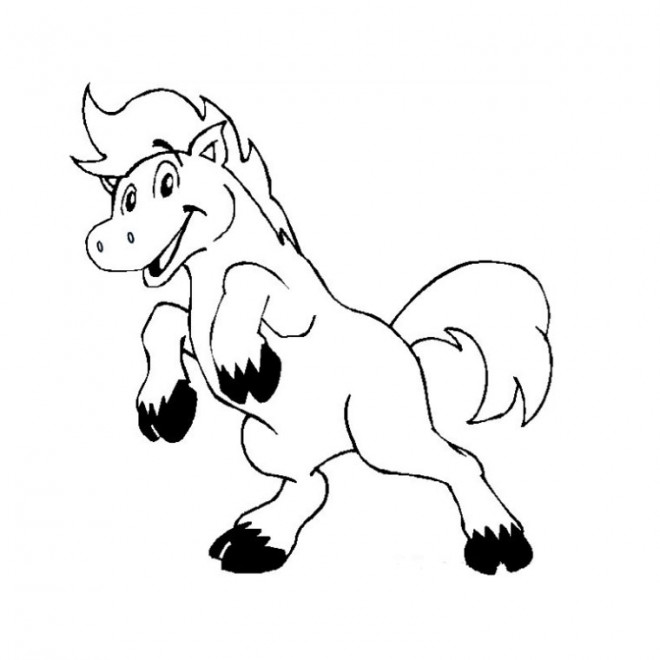 Coloriage Poney Content Dessin Gratuit à Imprimer