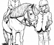 Coloriage Poney et petit cavalier