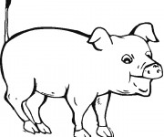 Coloriage et dessins gratuit Cochon avec la bouche ouverte à imprimer