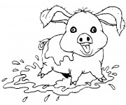 Coloriage Cochon en jouant