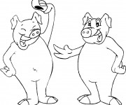 Coloriage Deux Cochons humoristiques