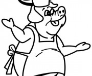 Coloriage Porc Chef