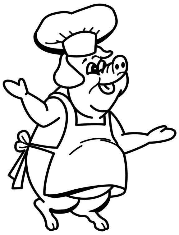 Coloriage et dessins gratuits Porc Chef à imprimer