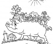 Coloriage Porc et les Légumes