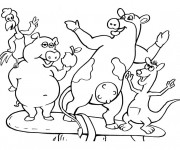 Coloriage Porc s'amuse avec les animaux