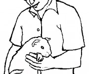 Coloriage Porcelet et Homme