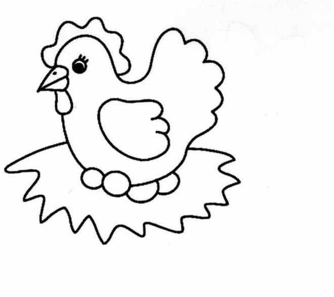 Coloriage et dessins gratuits La poule couvre ses oeufs à imprimer