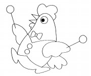 Coloriage Poulet musicien