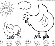 Coloriage Poulet sous le soleil