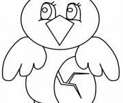 Coloriage Poussin simple pour enfant