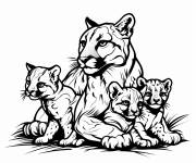 Coloriage La famille du Puma