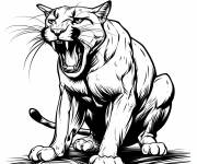 Coloriage Puma assis en rugissant