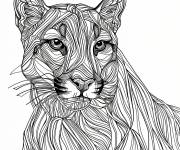 Coloriage Puma avec d&eacute;coration align&eacute;