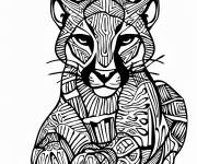 Coloriage Puma  avec d&eacute;coration anti-stress