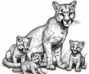 Coloriage Puma avec ses petits mignons