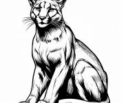 Coloriage Puma calme assis