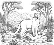 Coloriage Puma dans la nature