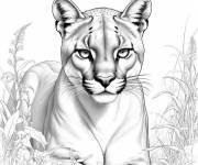 Coloriage Puma f&eacute;roce aux yeux per&ccedil;ants
