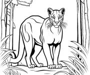 Coloriage Puma majestueux dans la for&ecirc;t