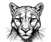 Coloriage T&ecirc;te de Puma avec un regard strict