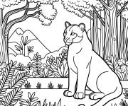 Coloriage Un puma gracieux dans la jungle