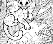 Coloriage Un Puma sur l'arbre