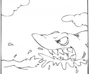 Coloriage Requin en attaque