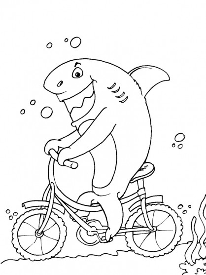 Coloriage et dessins gratuits Requin sur bicyclette à imprimer