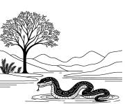Coloriage Anaconda dans la nature