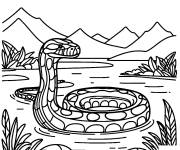 Coloriage Anaconda dans la rivi&egrave;re
