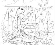 Coloriage Beau Serpent dans le jardin