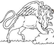 Coloriage Chim&egrave;re serpent lion