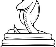 Coloriage Cobra mignon enroul&eacute;