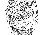 Coloriage Cr&acirc;ne enflamm&eacute; avec serpent