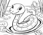 Coloriage Jolie serpent dans le lac