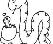 Coloriage Maman serpent avec son petit