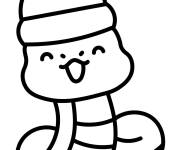 Coloriage Petit serpent portant un bonnet