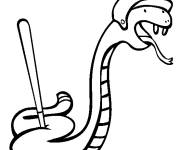 Coloriage Serpent au match du baseball