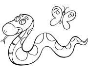 Coloriage et dessins gratuit Serpent avec un papillon à imprimer