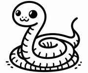 Coloriage Serpent b&eacute;b&eacute; kawaii