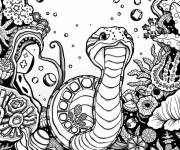 Coloriage Serpent corail au fond marin