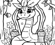 Coloriage Serpent d&eacute;cor&eacute; avec des feuilles