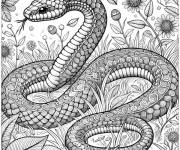 Coloriage serpent d&eacute;taill&eacute; dans l&rsquo;herbe